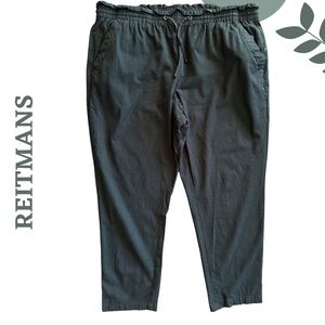 🛍️3/$40 REITMANS Signature Linen Blend Jogger Capri Pants Black Elastic Waist 18